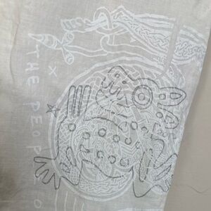 People of the Labyrinths Linen Pants | Rare Dutch Design Frog Print Size Medium